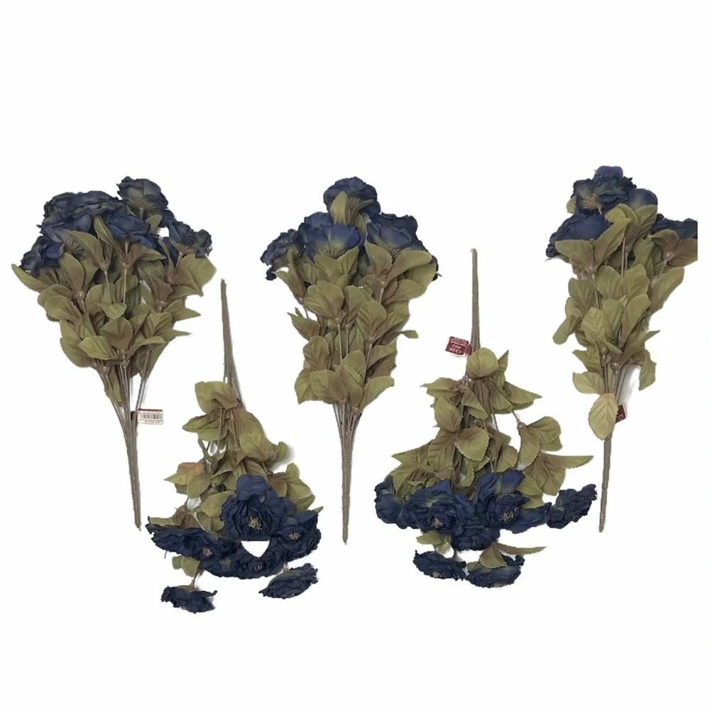 Midnight Fantasy Silk Flowers Moody Romantic Set of 5 Luxury Faux Floral Bushes